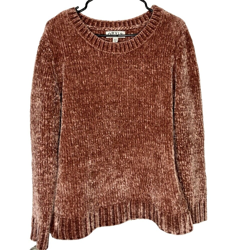 ORVIS Classic Chenille Chunky Knit Pink Pullover Sweater Women's Size Medium